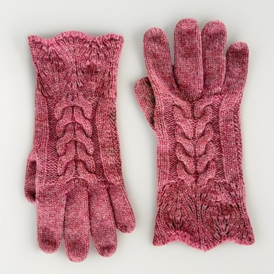 Lauren Ralph Lauren Angora Lambswool Cable Knit Finger Gloves Womens OS Pink