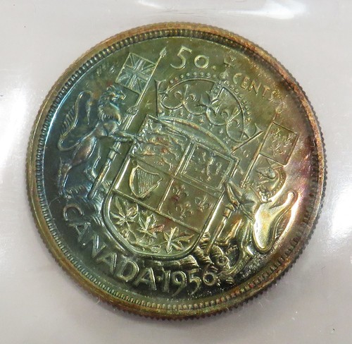 1956 SILBER KANADA PROOF-LIKE 50 CENTS ICCS PL 66 COLOR - Bild 2 von 4