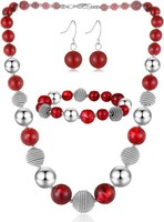Bulinlin Perlen Damen Schmuck Set Silber Choker Halskette Ohrringe Creolen
