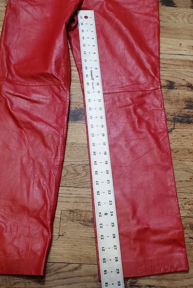 Pantalón Kenneth Cole rojo de cuero ligero para mujer talla 8 y2k cremallera lateral Foto 4 de 4