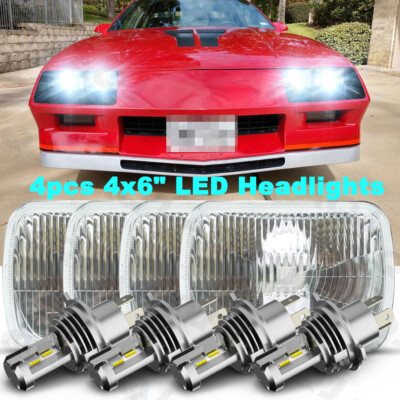 4PCS For 1982-1992 Chevrolet Camaro Z28 4x6'' LED Headlights Hi-Lo Beam