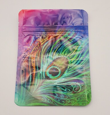 Lot of 90 Qty Mylar bags, unique Peacock Graphics, Smell Proof Bags NEW!