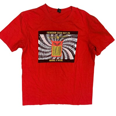 Flying Monkey Craft Brewery Freakshow Crush Hazy IPA Graphic TShirt Red Large
