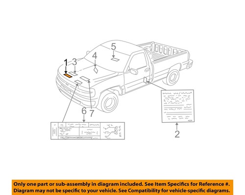 TAHOE YUKON SUBURBAN BELT ROUTING UNDER HOOD DECAL LABEL 2000-2005 12575049 - Picture 2 of 3