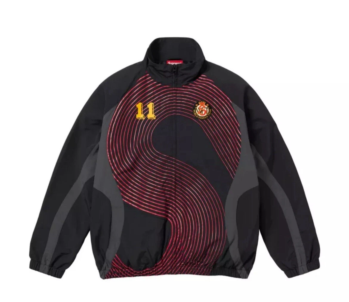 Taille L   Veste de survêtement logo Supreme S zippée rouge noir jaune FW24 2024 NEUF