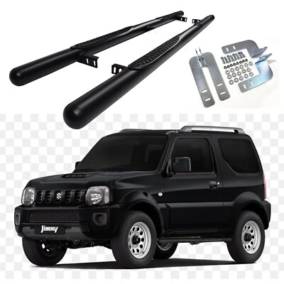 Tubes Marche-Pieds Latéraux Pour Suzuki Jimny 1998-2018 3-Portes Noir - Photo 1/4