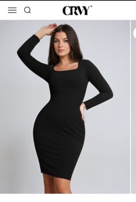 Größe S, Shape Wear Kleid, mit shape Hose Crvy Schwarz, Langarm Kleid Mit Cups