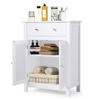 White Wooden Bathroom Floor Cabinet Storage Cupboard W/ Shelves for ...