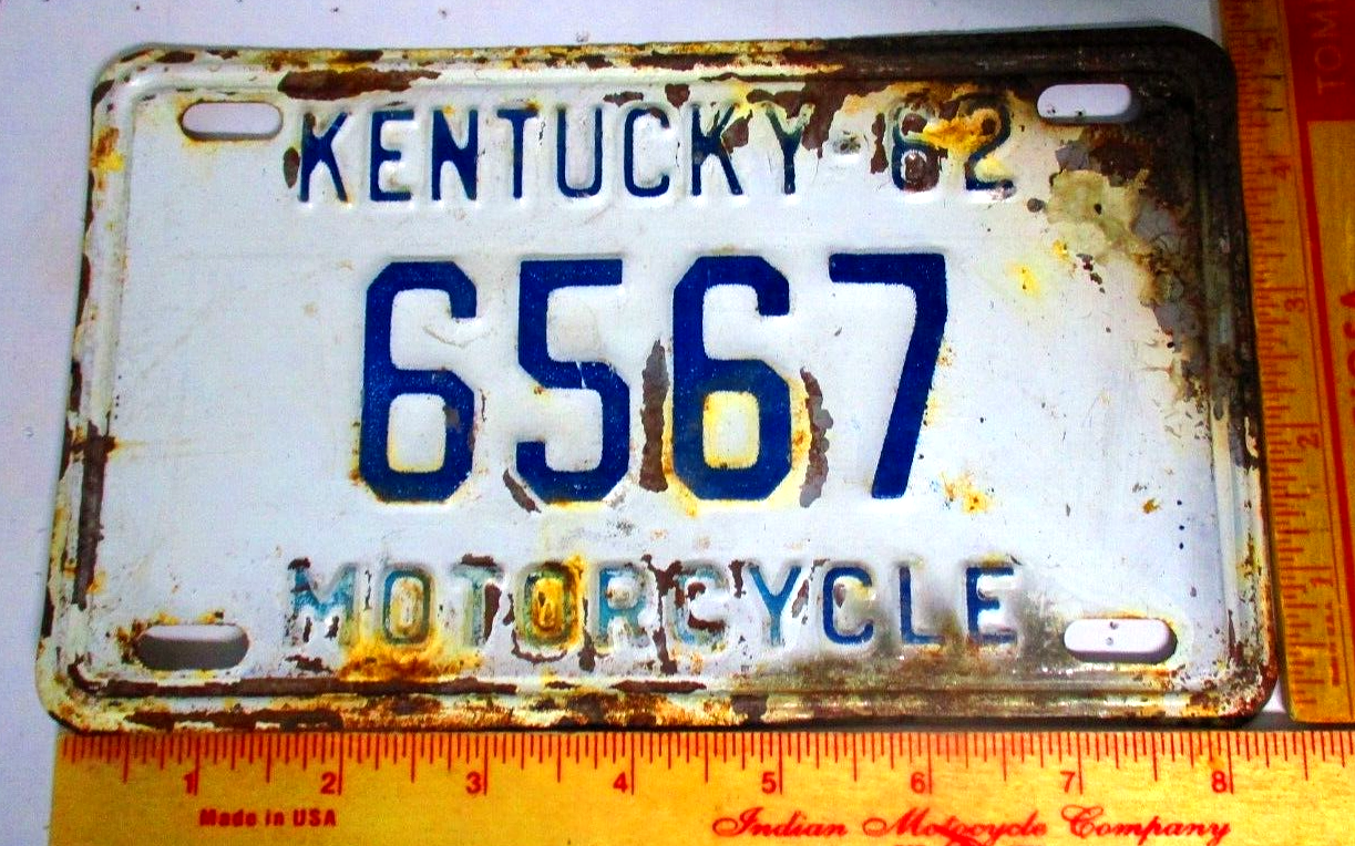 Kytag 1962 Kentucky motorcycle license plate vintage collectible biker garage ...