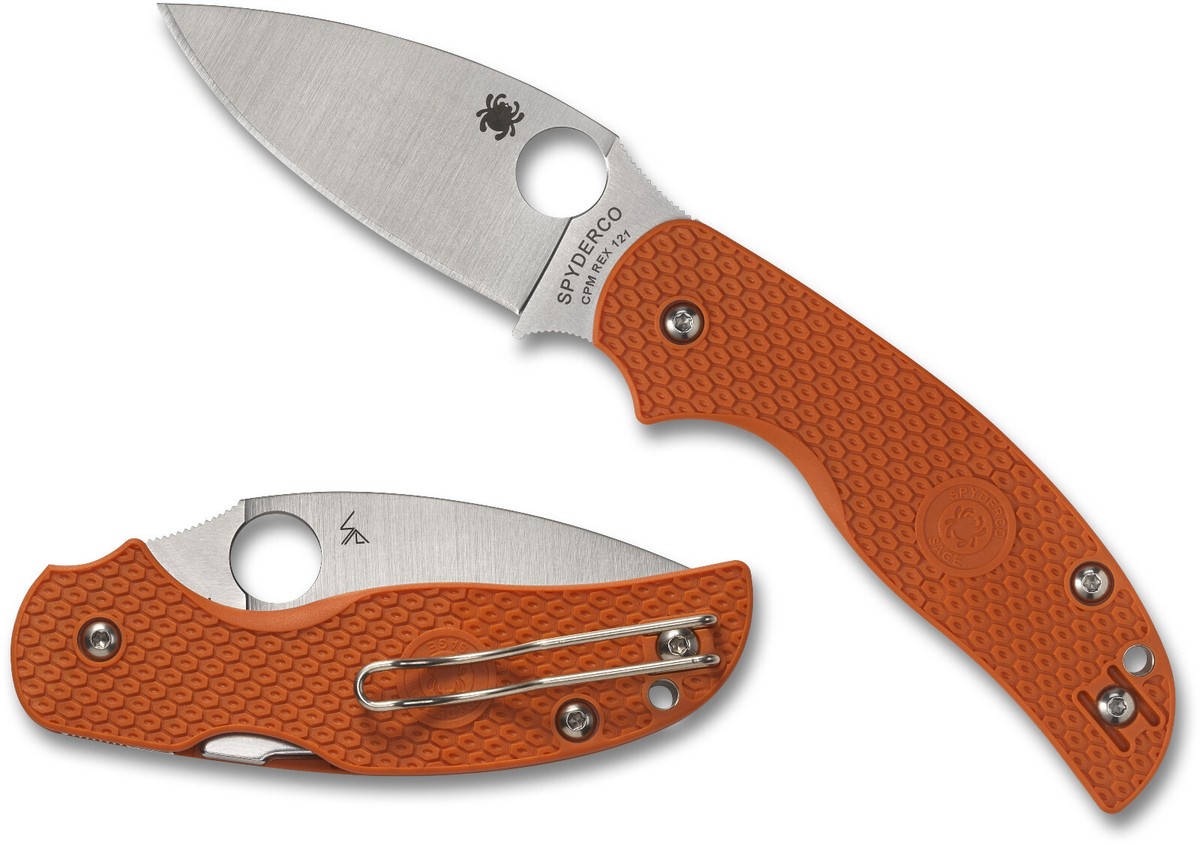 SPYDERCO Sage 5, Burnt Orange Lightweight Scales, CPM REX 121