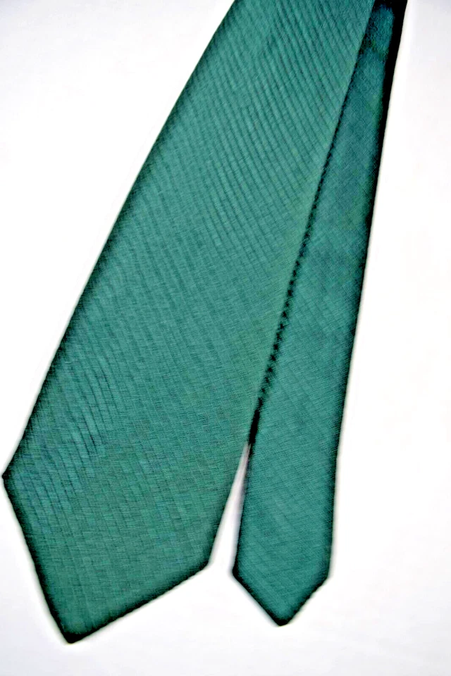 Corbata de Colección Wembley Años 60 Verde Sólido Acanalado Rayas Corbata Brillo 53" x 4" Foto 2 de 4
