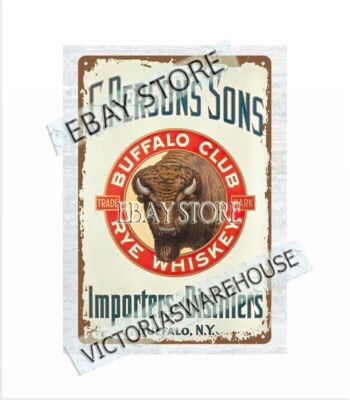 pre-prohibtion Buffalo Club rye whiskey C Person's Sons metal tin sign