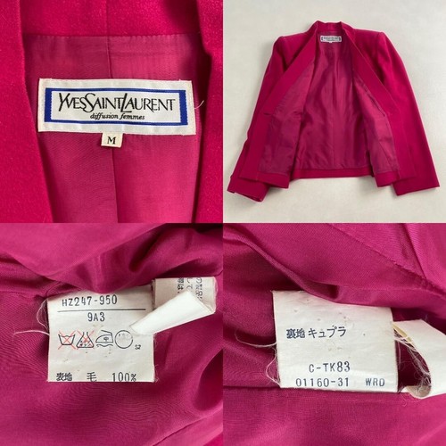 w2272 Yves Saint Laurent Suit Set-Up – Collarless, Gold Buttons, 100% Wool, Pink - Picture 6 of 8