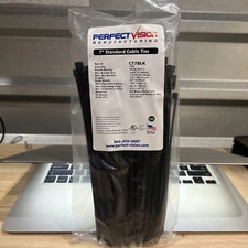 NEW! 500ct Perfect Vision CT7BLK 7" Standard Cable Zip Ties - (5) 100ct Packages