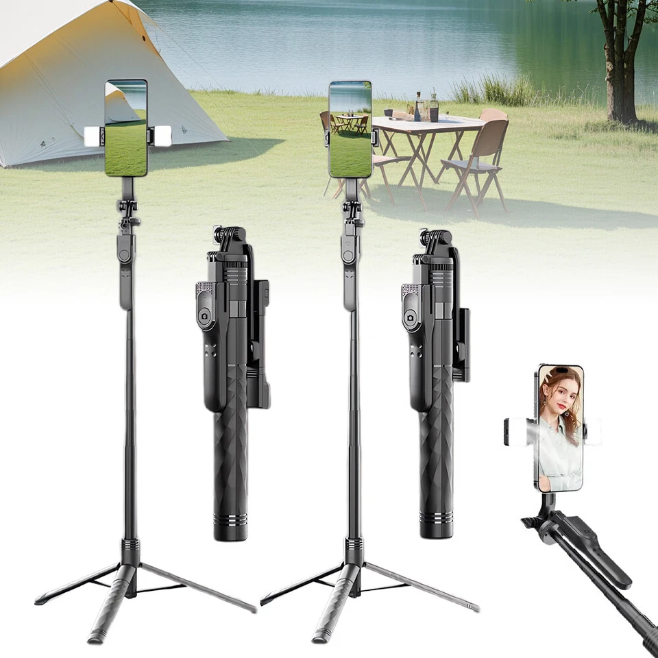 Portátil 68" Inalámbrico Control Remoto Selfie Stick Trípode Teléfono Soporte Para iPhone Samsung Foto 4 de 4