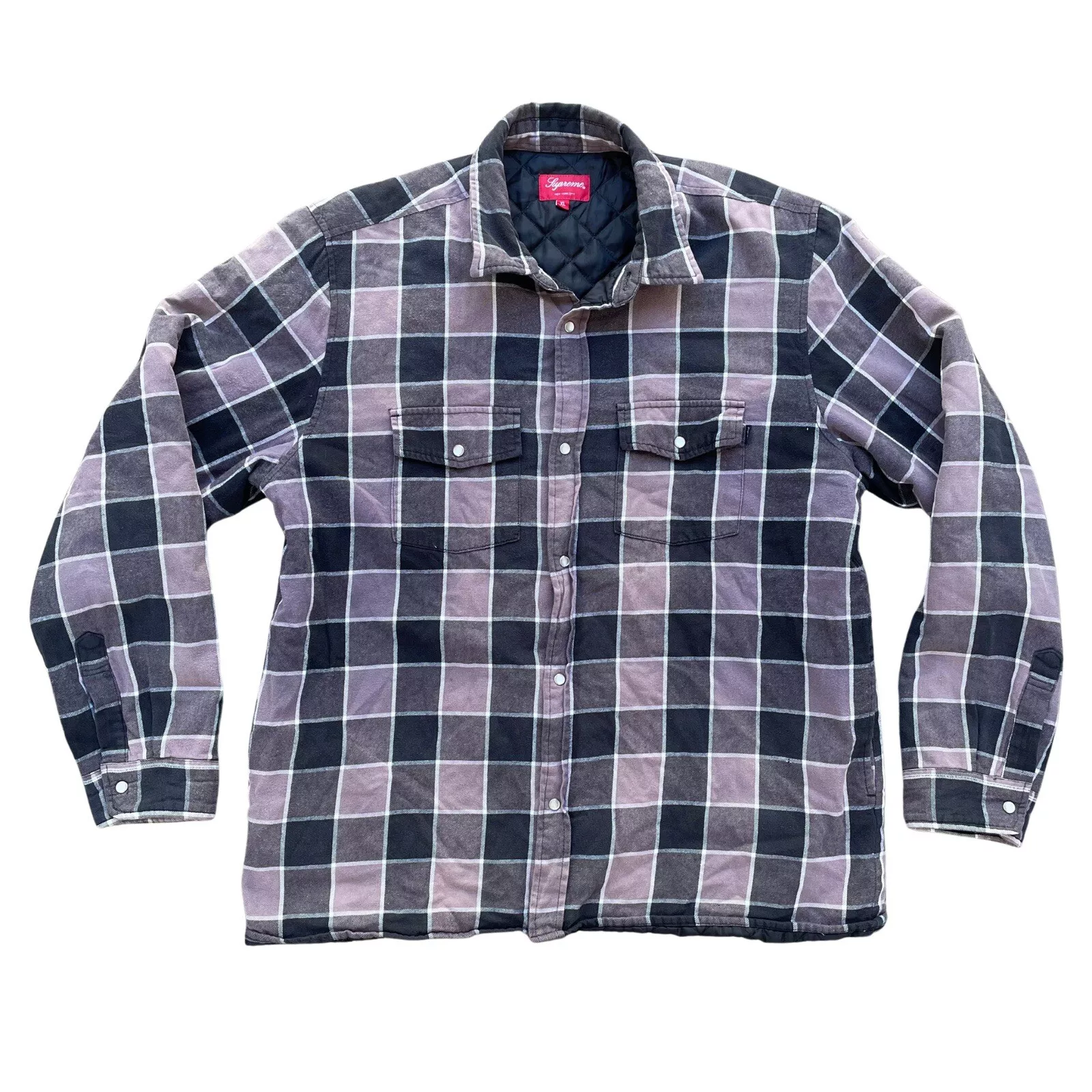 Chemise Supreme matelassée en flanelle à carreaux délavés taille XL