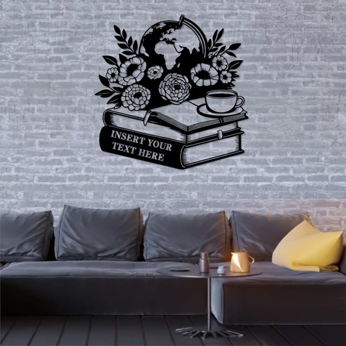 Personalized Floral Bookworm Name Metal Sign Custom Home Library Wall Decor Gift - Picture 7 of 8