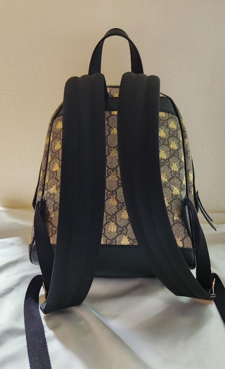 NWOT Authentic Gucci Supreme Bee GG Backpack Canvas Leather NWOT Authentic Gucci Supreme Bee GG Backpack Canvas Leather