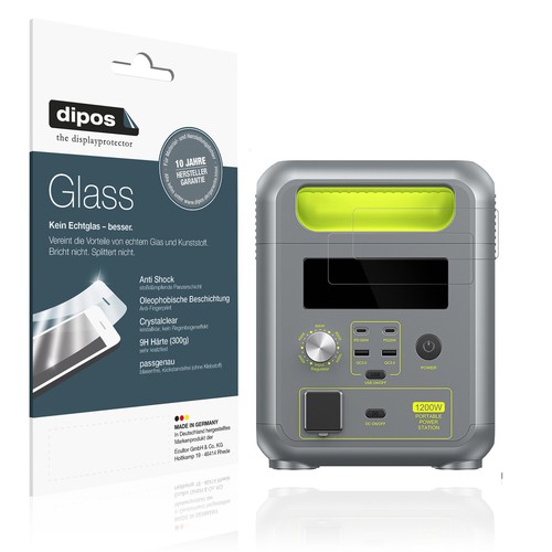 2x Schutzfolie für Fossibot F1200 - Anti-Shock 9H Folie dipos Glass