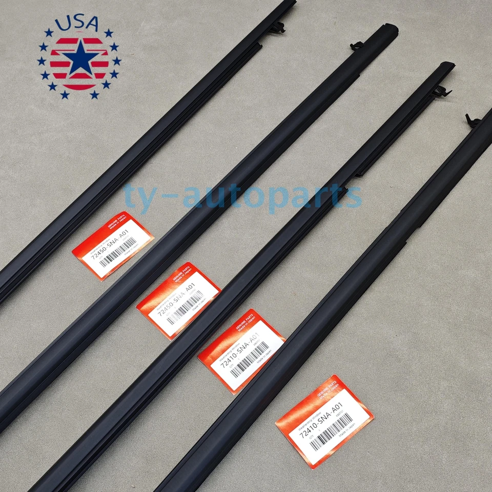 New 4PC Window Moulding Trim Weatherstrips Seal Fit For Honda Civic Sedan 06-11 Foto 4 de 4
