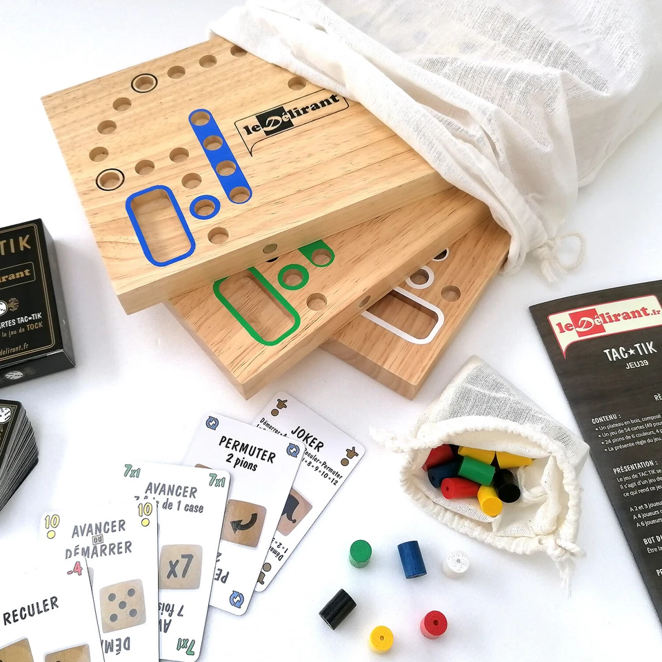 Jeu de TAC★TIK en bois, plateau modulable pour 2, 3, 4 ou 6 joueurs ( toc tock ) - Photo 4/4