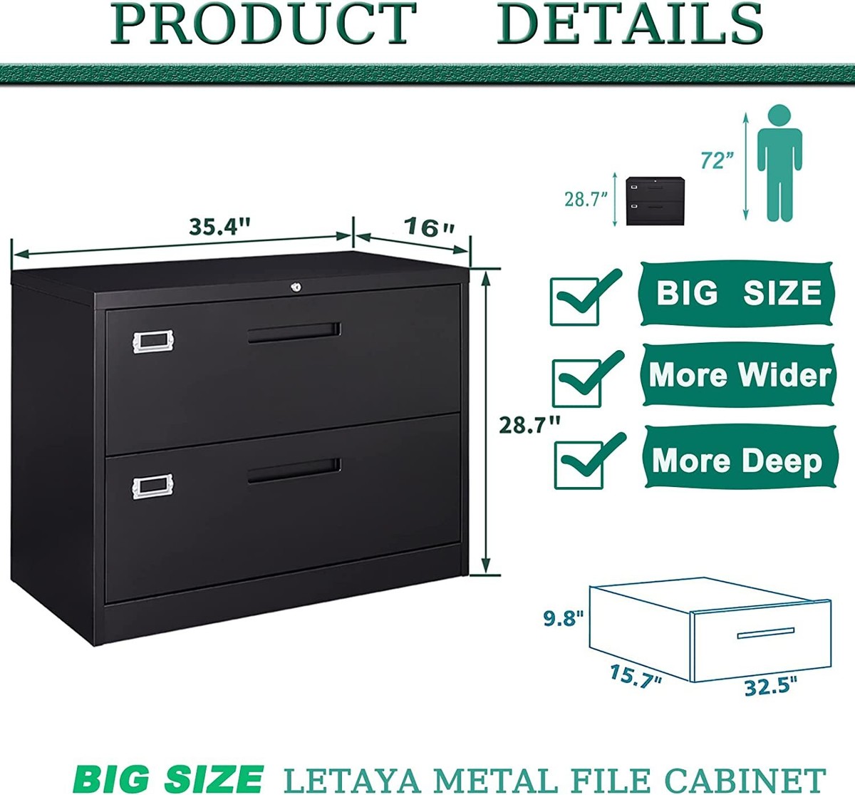 2 Drawer Lateral Filing Cabinet 2-Drawer Lateral File Cabinet With Lock -  Wood Storage For Letter \u0026 Legal Size Files Filing Cabinet With Lock, image size:1200x1115