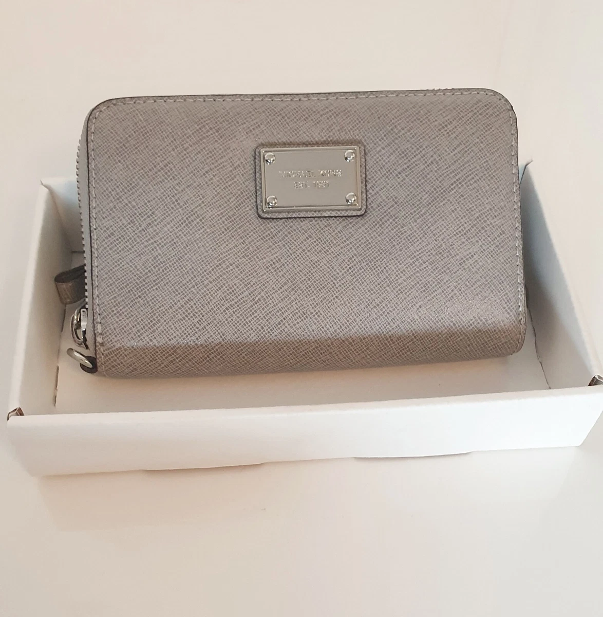 Michael Kors Wallet purse Gray Saffiano grey eBay