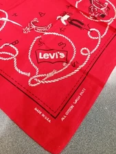 Vintage Levi Jeans Bandana 100% Cotton Wash Fast Made In The USA