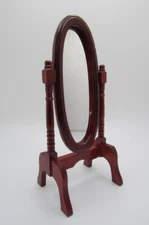 Dollhouse Miniature Wood Cheval Floor Mirror in Mahogany T3173