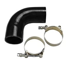 Black 1.5" 1 1/2" 38mm 90 Degree Elbow Silicone Hose + 2 x T-Bolt Clamps 44-51mm