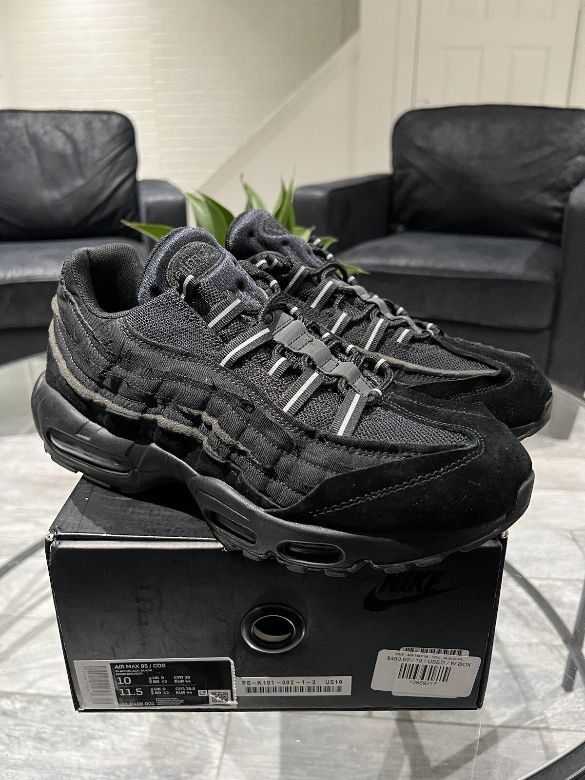 Nike Air Max 95 x Comme des Garcons Cdg Black 2020 Size 10 Rare Supreme  Vnds | eBay