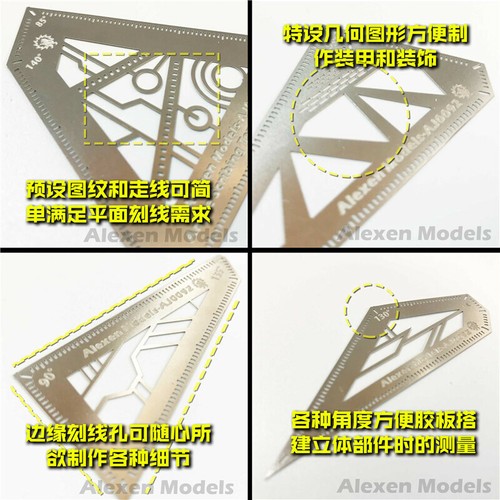 Angle Measurement Scribing Template Ruler Model Building Tools 4in1 - Picture 4 of 6