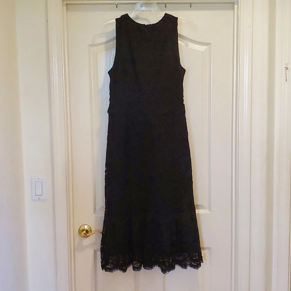 Vestido floral de encaje negro Banana Republic para mujer 8 sin mangas mezcla de nailon en muy buen estado Foto 2 de 4