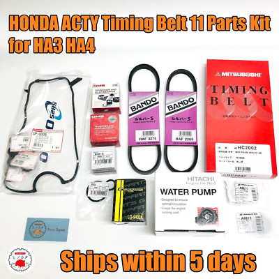 For HONDA ACTY Timing Belt 11 Parts Kit HA3 HA4 Water Pump Gasket Alt Thermostat