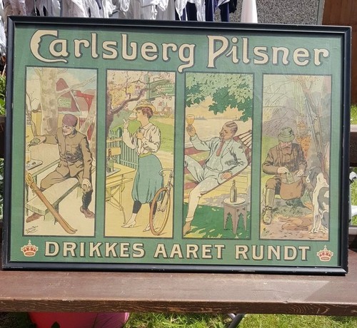 Antique Carsten Ravn rare advert carlsberg pilsner beer print art lithograph - Picture 2 of 8