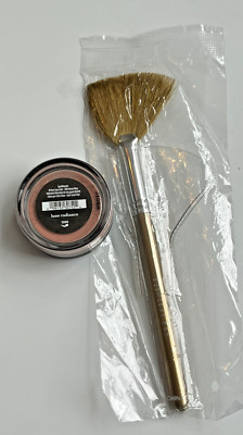 Lot of 2 BareMinerals Luxe Radiance All Over Color & Flawless Fan Brush