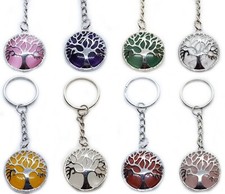 Keyring Quartz Crystal Key Chain Gemstone Key Ring Chakra Key Chain Reiki Yoga