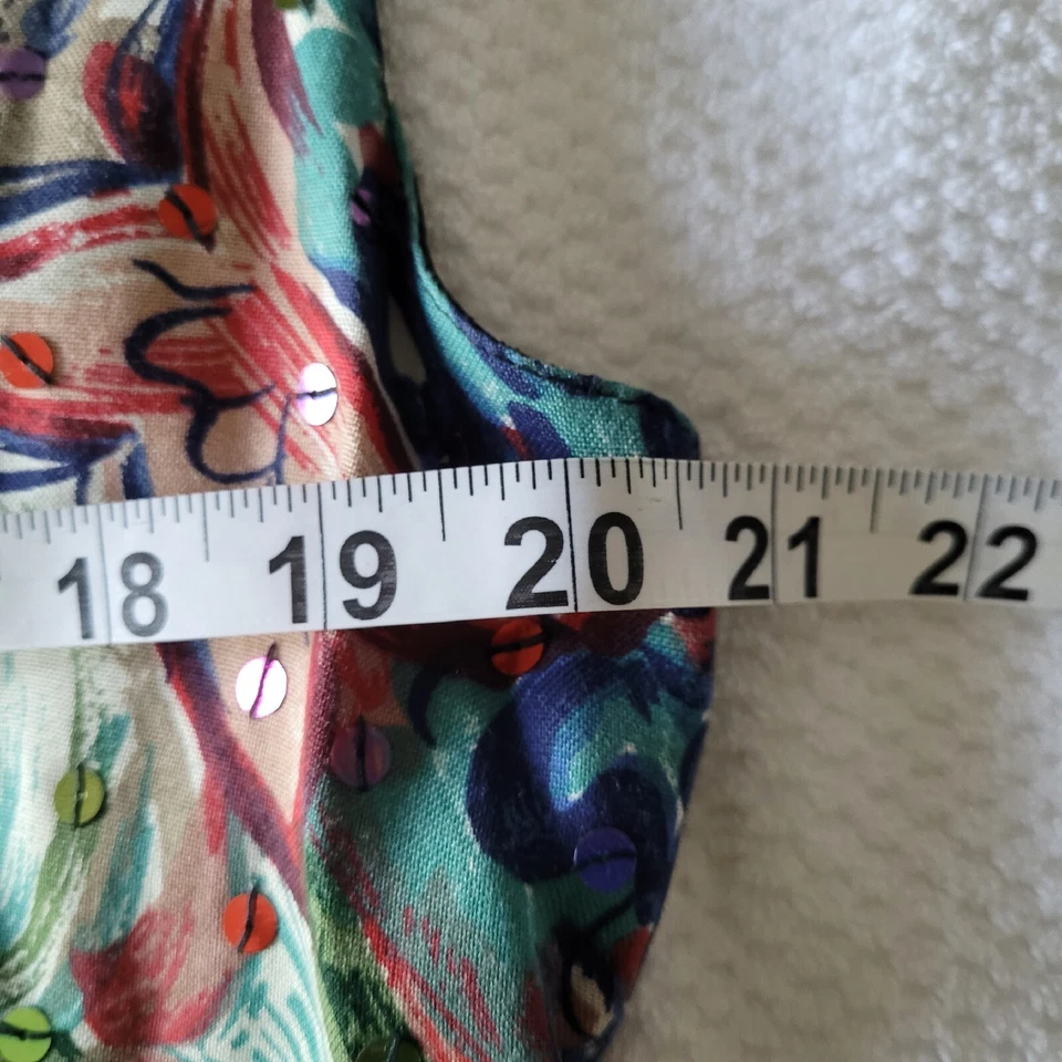 Colete feminino de lantejoulas Cotton Express grande L multicolorido. Vintage. - Imagem 4 de 4