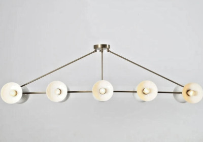 Iconic Brass Lamp Italian Ten Shade Brass Sputnik Chandelier Light Fixture