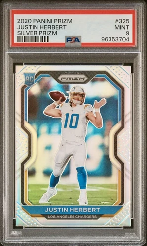 2020 Panini Silver Prizm Justin Herbert #325 Rookie RC PSA 9