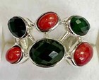 HSN Jay King Sterling Silver Pink Thulite & Green Jade Cluster Ring Size 6 — photo 4