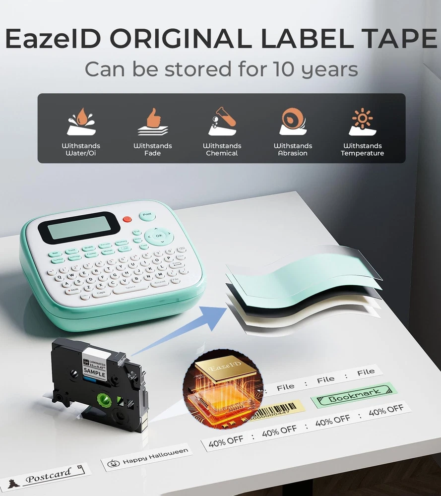 D210S Handheld Label Maker Machine with Keyboard and Tapes for Home Office Organization
