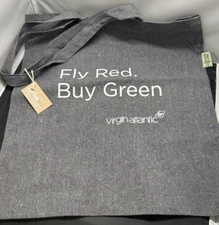 Virgin Atlantic Airlines Grey Recycled Cotton 15" Tote Bag NWT