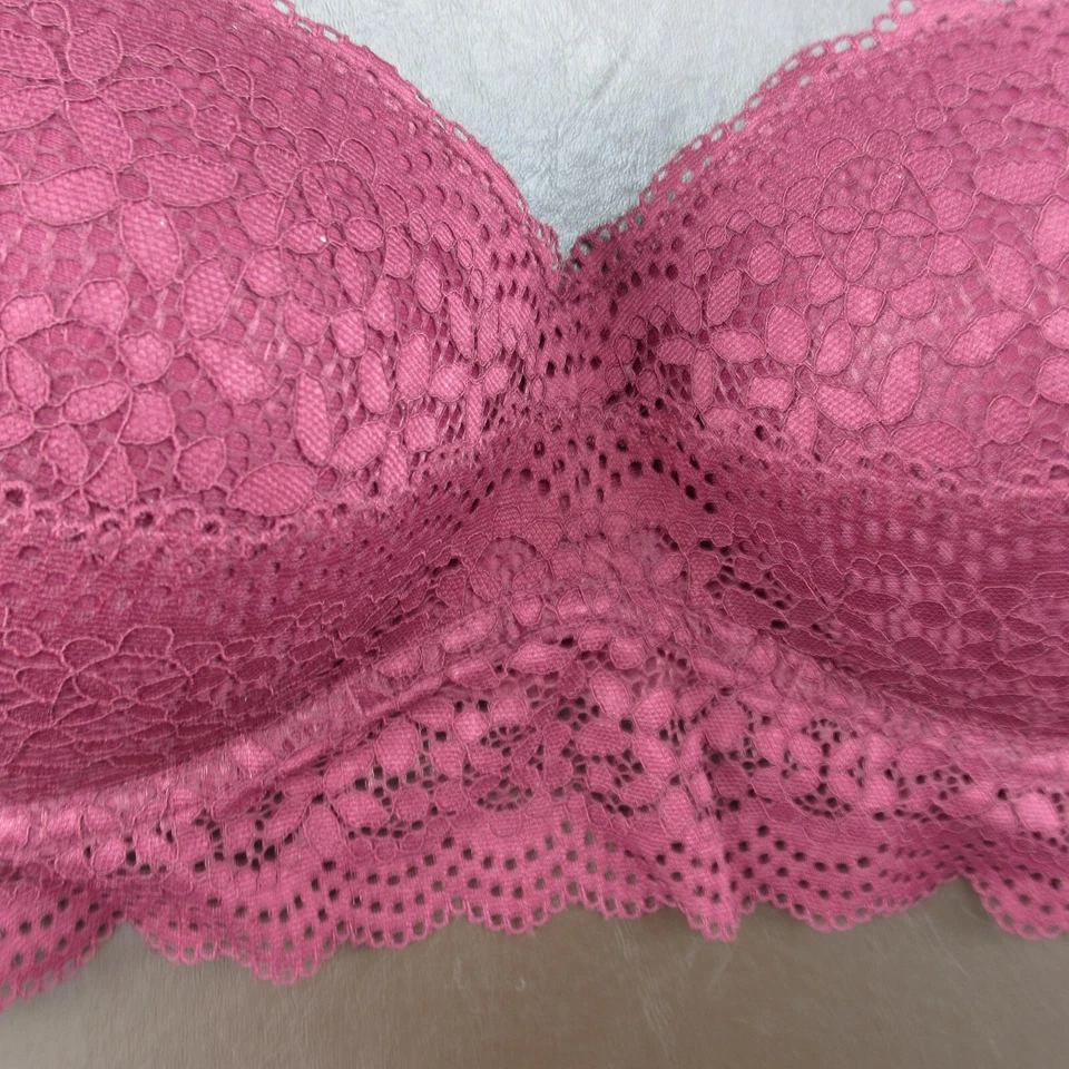 Sujetador Xhilaration 36C Granate Encaje Acolchado Inalámbrico Cierre Ajustable Espalda Foto 3 de 4