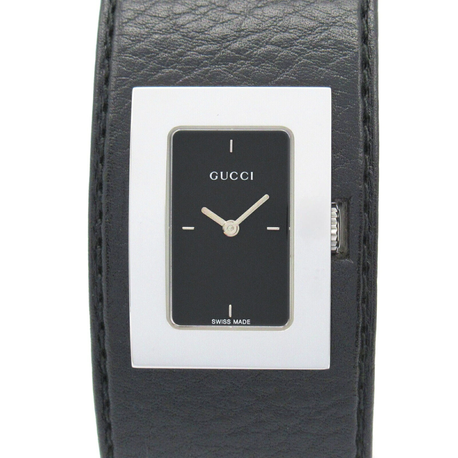 GUCCI Bracelet Montre Acier Inoxydable Ceinture Cuir Femme S Noir 7800L Occasion
