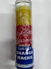 ORISHA CHANGO MACHO UNSCENTED 3 COLOR PILLAR CANDLE IN GLASS