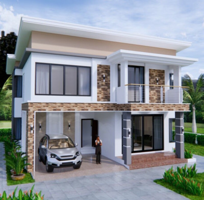House Plans 9x11 Meter 30x36 Feet 4 Beds 3 Baths Shed Roof PDF (A4 Hard Copy)