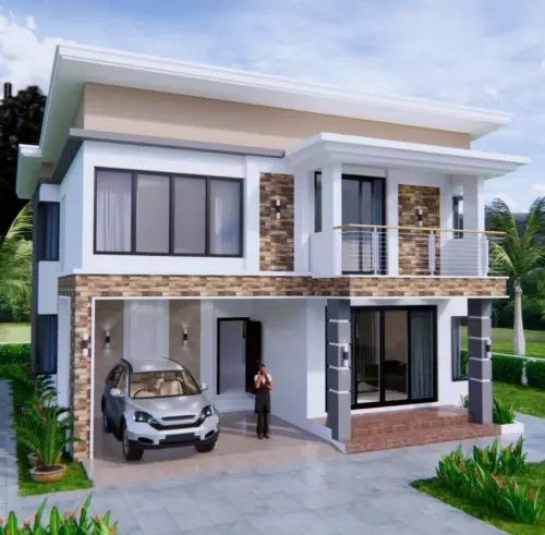 House Plans 9x11 Meter 30x36 Feet 4 Beds 3 Baths Shed Roof PDF (A4 Hard Copy)