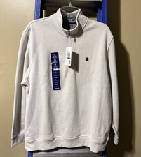 Izod Advantage Pullover Advantage Fleece Sz L Beige 1/4 Zip