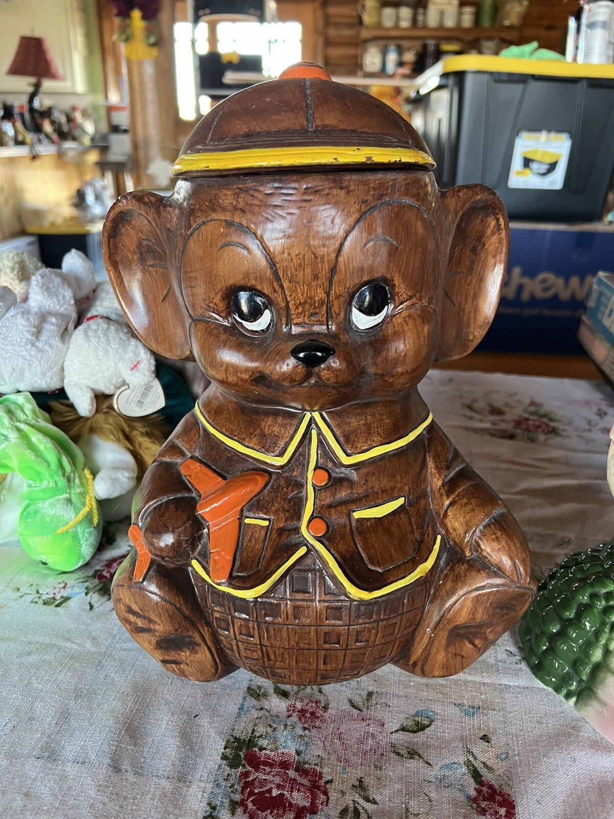 Vintage Treasure Craft Mouse W/Toy Airplane Cookie Jar eBay